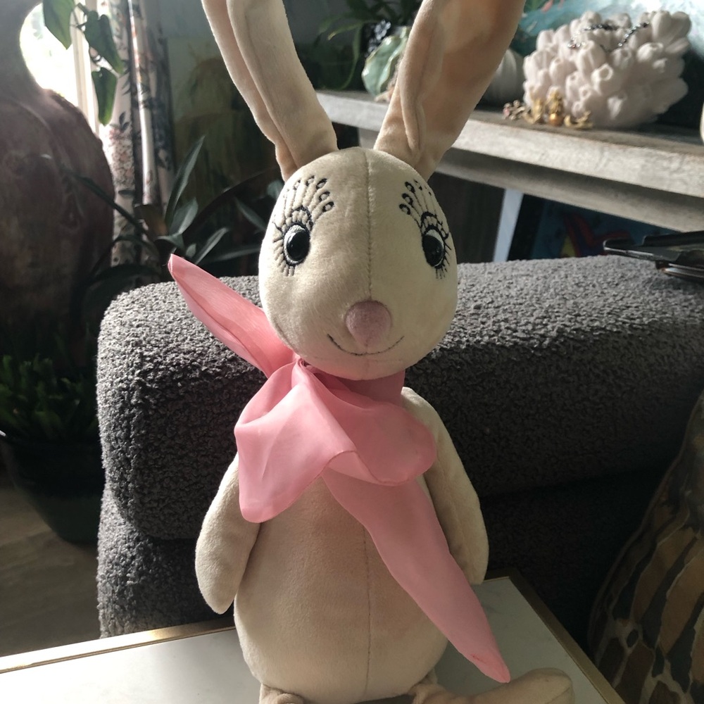 Jellycat Cream Bunny with Pink Scarf Plush